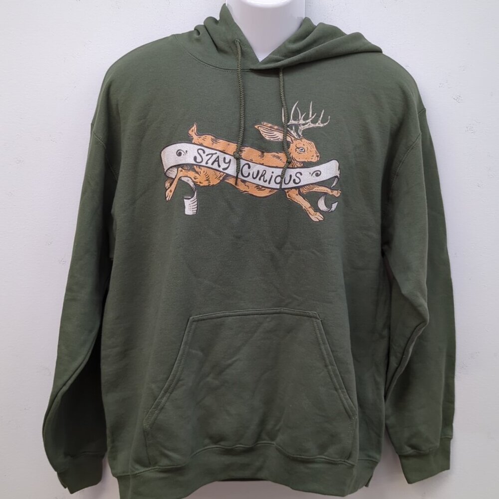 Gildan Heavy Blend Graphic Print Men's Hooded Sweatshirt Large Olive Green